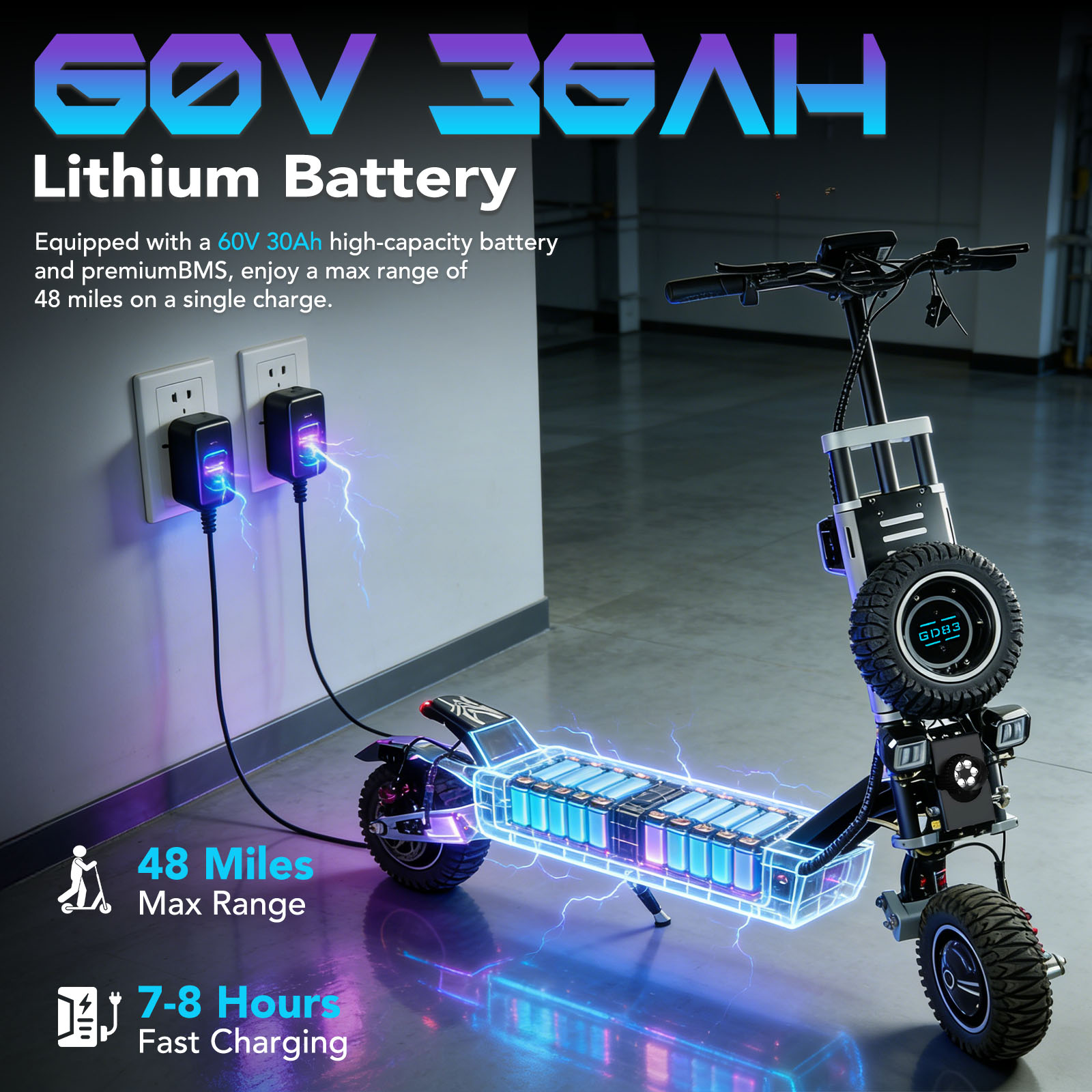 سكوتر كهربائي للطرق الوعرة OBA - مراجعة 60V 5600W Dual Motor Electric Scooter وسعره